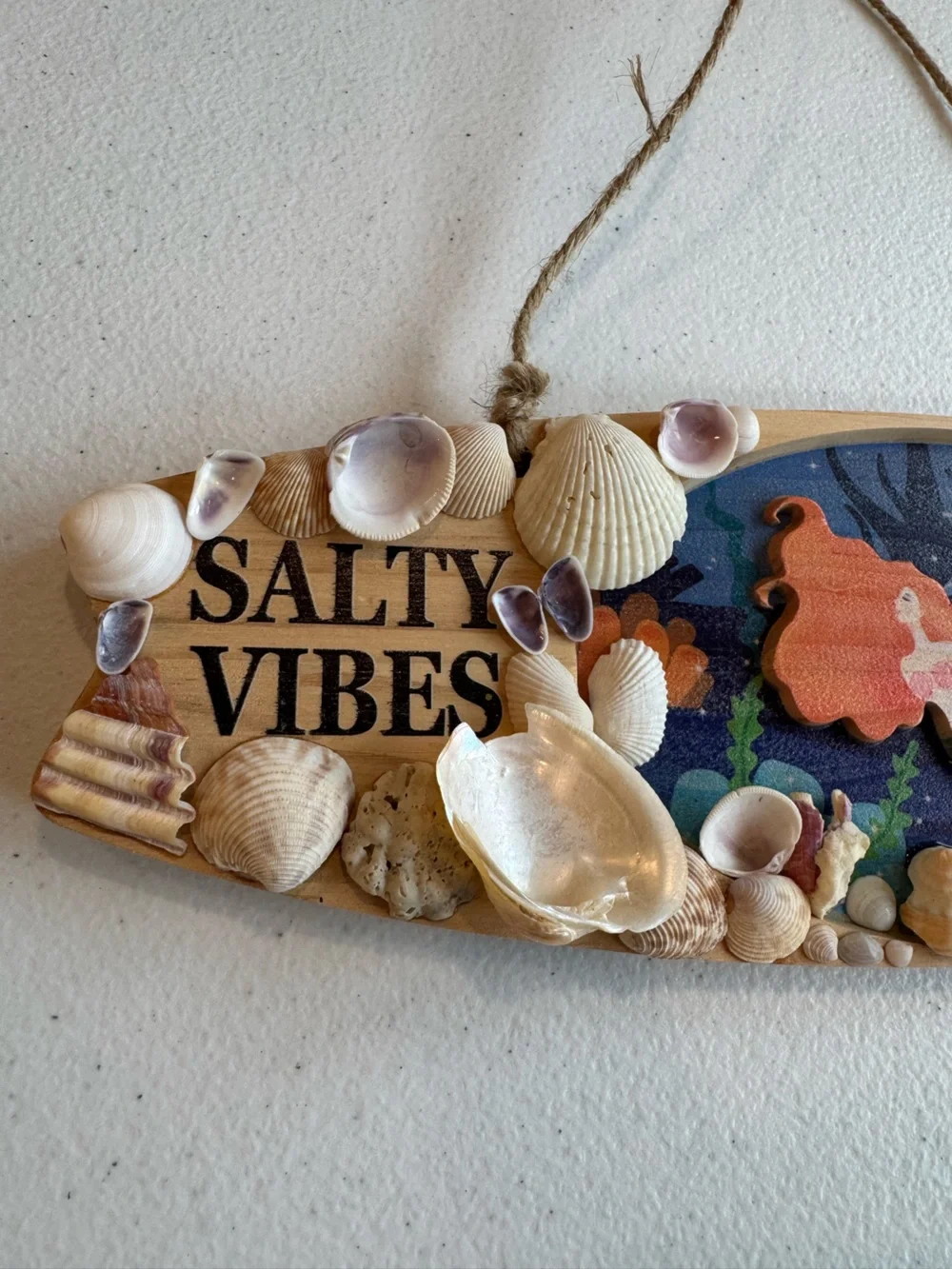 Salty Vibes Ft Walton Beach, FL Seashell Wall Sign - Blue & Tan